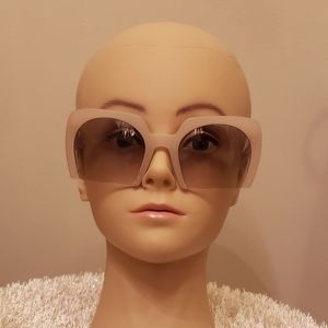 Miu Miu Oversized Square Sunglasses in Pale Pink with Gradient Brown Lenses